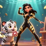 Experience the excitement of สล็อต with vibrant elements and engaging characters in this thrilling illustration.
