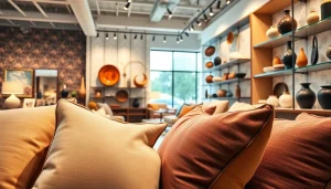 Showcase of stylish products from a Furniture Accessories Supplier in a modern showroom.