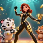 Experience the thrilling excitement of 58WIN as characters engage in dynamic casino games, showcasing a vibrant gaming scene.