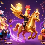 Experience thrilling wins at pub88 with a golden rooster at a lively casino scene.