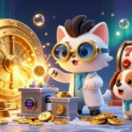 Engage with hubetmay by spinning slot reels and winning gold treasures in a vibrant casino scene.