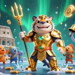 Experience the excitement of sun win as a fierce shark in golden armor leads a dynamic underwater contest.