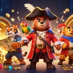 B52club offers thrilling gaming adventures with a dynamic pirate-themed illustration featuring vibrant treasure and gameplay elements.