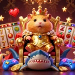 Experience the thrill of nổ hũ with golden jackpots and colorful slot game elements in a vibrant 3D scene.
