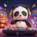 SUNWIN offers an exciting gaming atmosphere featuring a DJ panda and vibrant characters, bringing the casino experience to life.