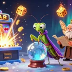 Engage in thrilling slots action with s8's magical fortune teller and a vibrant casino setting.
