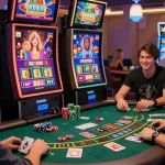 Engaged players enjoying casinos that accept credit cards with Visa and Mastercard, showcasing excitement in online gaming.