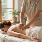 Home massage therapy scene highlighting 양천구출장안마's serene ambiance and relaxation benefits.
