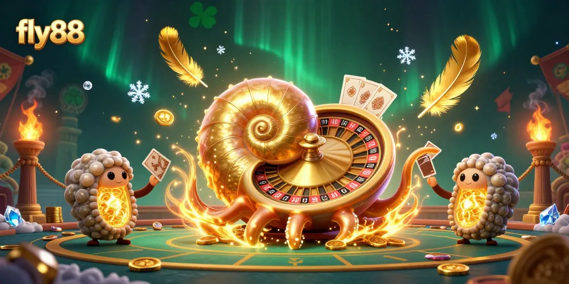 Engage in thrilling gameplay at fly88 with the ancient giant nautilus and golden roulette wheel.