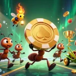 tk11 astounds players with a vibrant heist scene featuring ants, a firefly lookout, and a grasshopper driver amid golden chips.