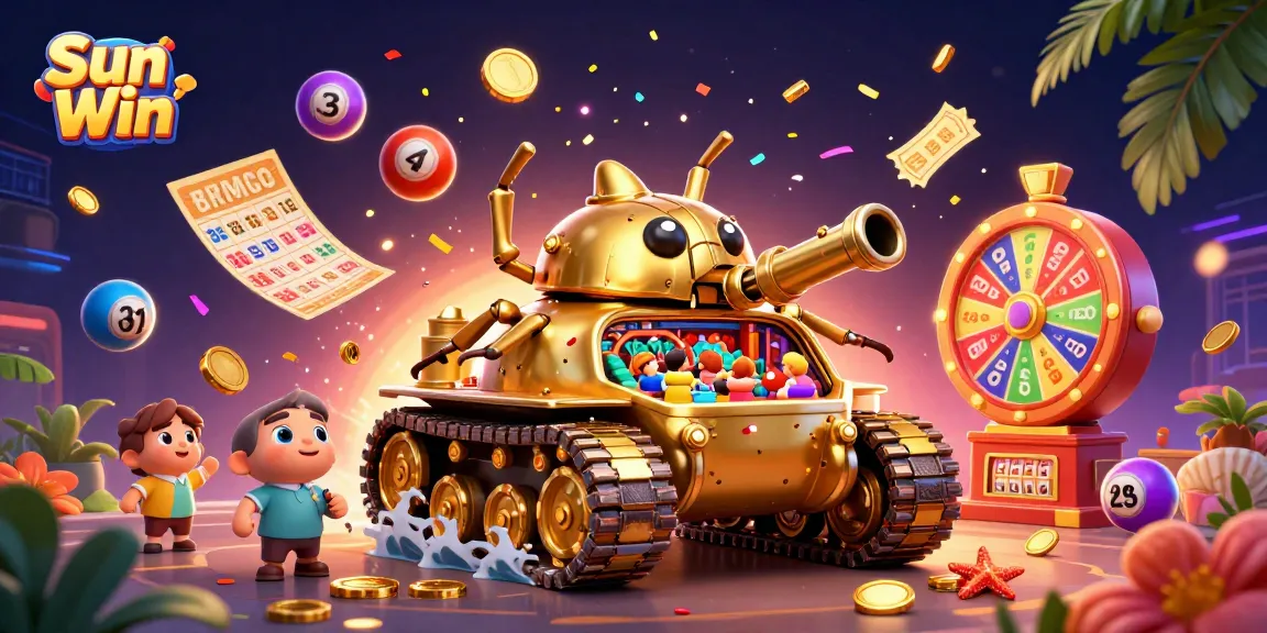 Experience the vibrant excitement of Sun Win with dynamic casino elements flying in celebration.