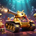 Experience exciting gaming action at GG88 with a captivating casino scene featuring golden beetles and colorful treasures.