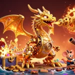 Bet on tỷ lệ kèo with the golden dragon showcasing casino elements and underwater treasures.