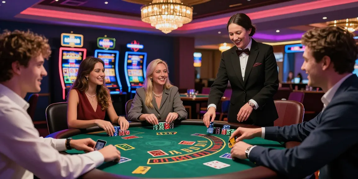 Exciting credit card casino scene showcasing players engaged at blackjack and slots at https://scoarch.org.uk, highlighting a vibrant gambling atmosphere.