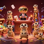 Experience the excitement of sun win's vibrant casino with charming meerkat dealers in action.